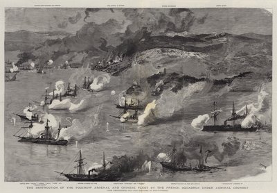 La Destrucción del Arsenal de Foochow y la Flota China por el Escuadrón Francés bajo el Almirante Courbet de Joseph Nash